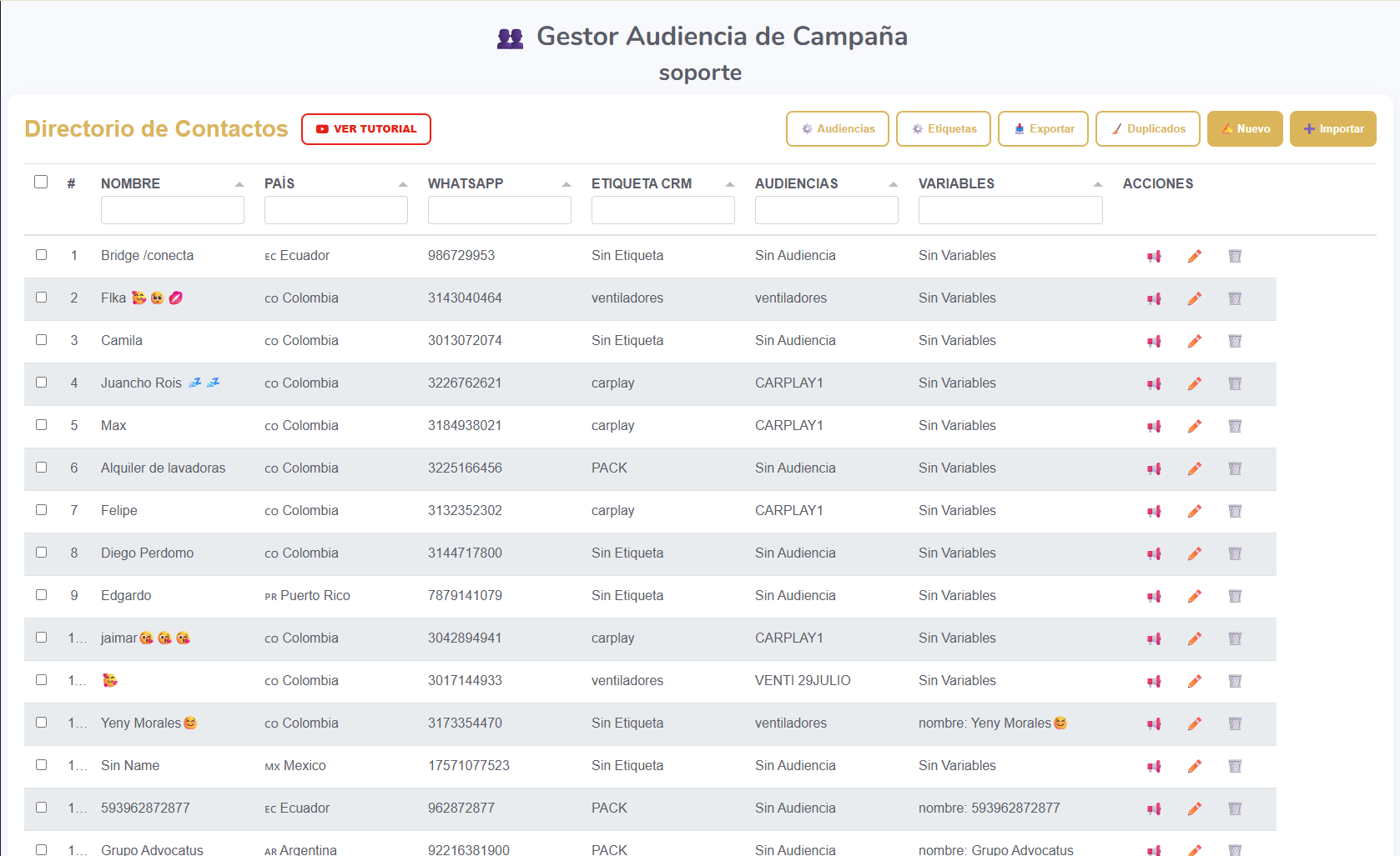 Gestor de Audiencias