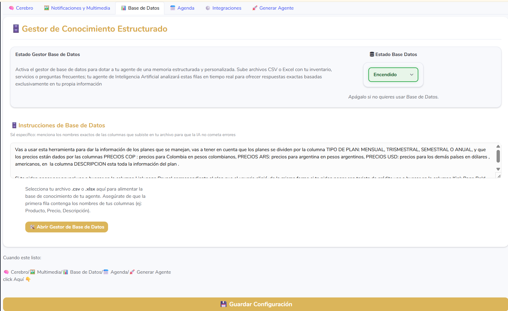 Base de Conocimiento